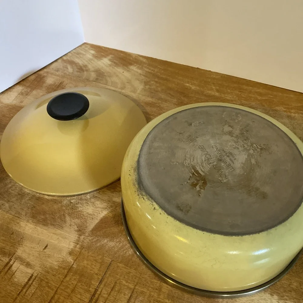 Vintage West Bend Country Side Yellow 2qt Saucepan And Lid EUC